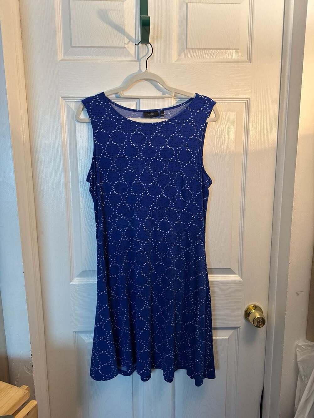 Apt. 9 Blue Geometric Print Sleeveless Fit & Flare Dress Size L